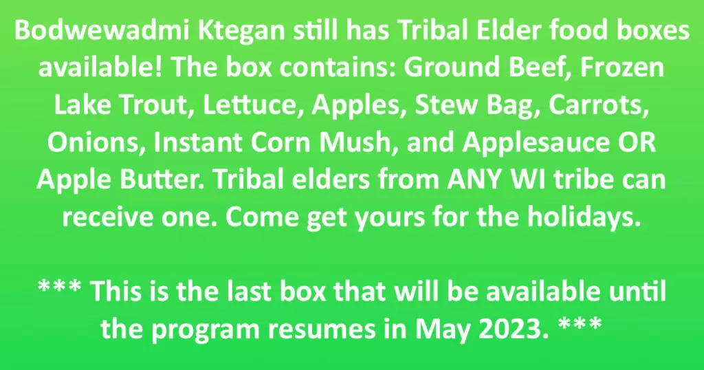 Tribal Elder Food Boxes Tribal Members Only
